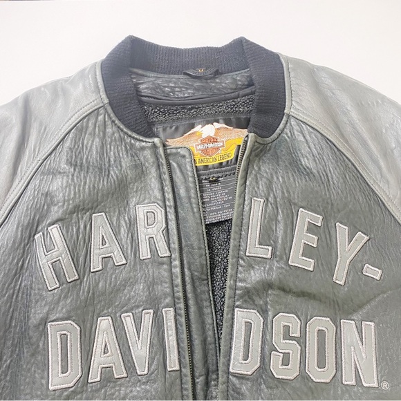 Harley Davidson 100th Anniversary Leather Bomber Jacket Size Medium - Picture 3 of 12